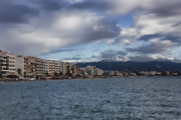 Havet Vallen Dramatiska Himlen Loutraki Grekland — Stockfoto