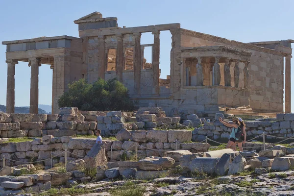 Atenas Grecia Junio 2018 Cerca Del Templo Erechthea Siempre Hay — Foto de Stock