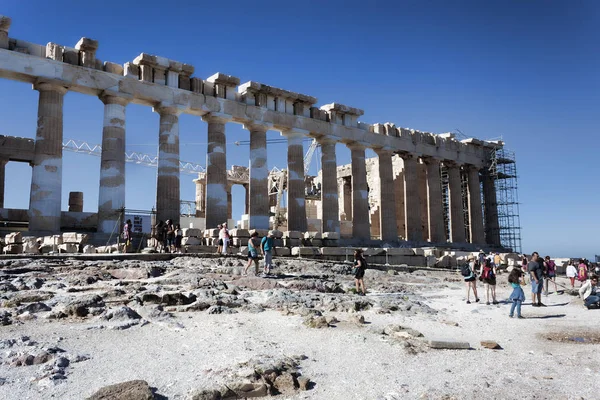 Atenas Grecia Junio 2018 Cerca Del Templo Partenón Siempre Hay — Foto de Stock