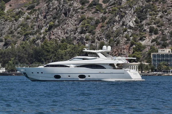 Loutraki Greece July 2018 Yacht Starship Georgetown Pier Loutraki Famous — Stock Photo, Image