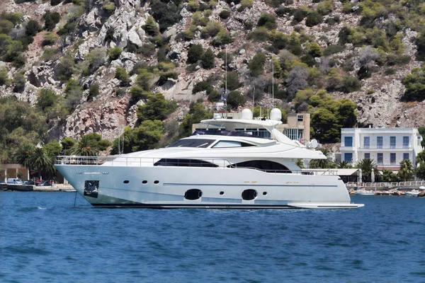 Loutraki Greece July 2018 Yacht Starship Georgetown Pier Loutraki Famous — Stock Photo, Image