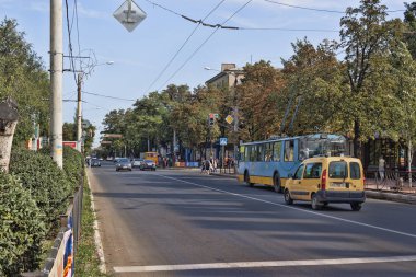 Kramatorsk, Ukrayna - 23 Eylül 2017: Taşıma Ukrayna Kramatorsk sokaklarında