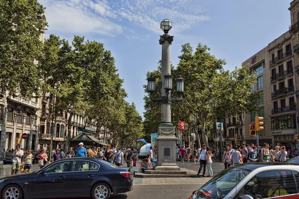 Barcelona Španělsko Červenec 2013 Rambla Pěší Ulici Centru Barcelony Vždy — Stock fotografie