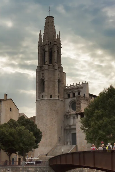 Katedral Gotik Katedral Meydanı Girona Üzerinde Bulunan Katedrali Cathedral Meryem — Stok fotoğraf