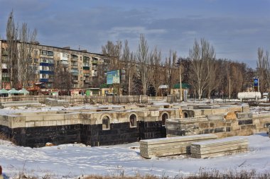 Sloviansk, Ukrayna - 6 Aralık 2016: resmi olmayan bilgilere göre inşaat aziz Neonila Kilisesi başladı