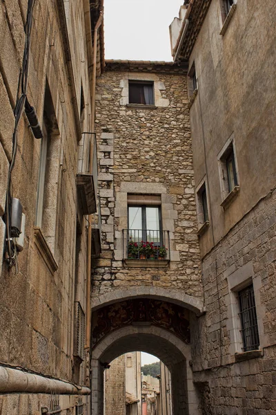 Gamla Byggnader Smala Gatorna Den Gamla Staden Girona — Stockfoto