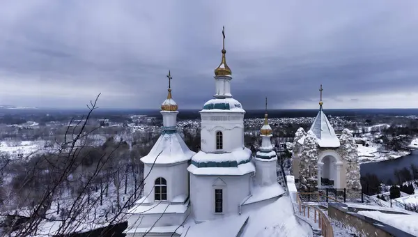 Church Nicholas Sviatohirsk Lavra Winter Top View — Stock Photo, Image