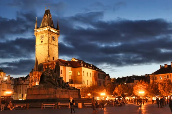 Townhouse Prague Old Town Square Evening Illumination — Stock Photo, Image