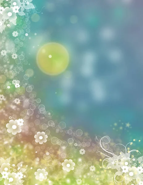 Kleurrijke Achtergrond Met Bubbels Bloemen — Stockfoto
