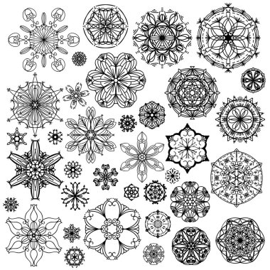 Beyaz arka plan siyah süsleme koleksiyonu