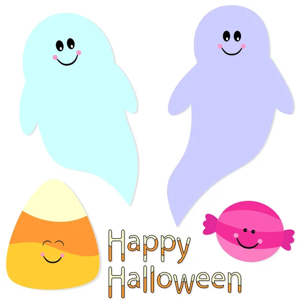 Roztomilá Halloween Grafická Sbírka Izolovaných Bílém Pozadí — Stockový vektor