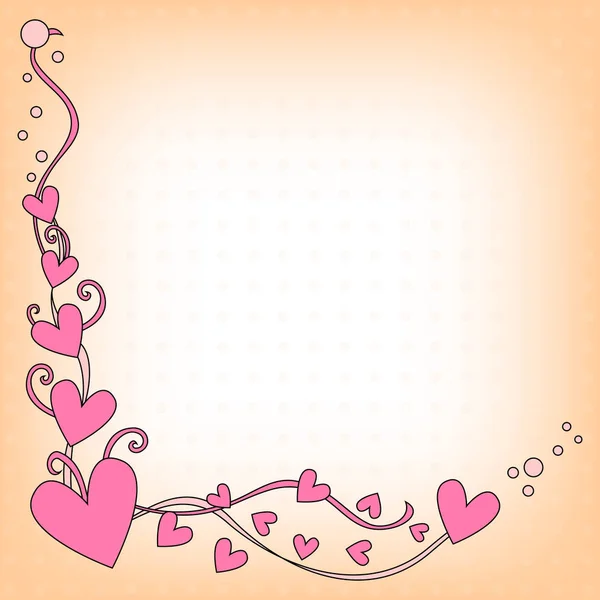 Romantis Pink Hearts Orange Background - Stok Vektor