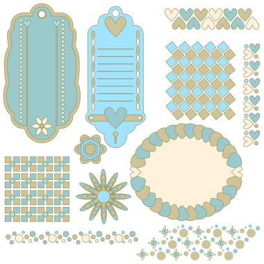 Etiketler, etiket, desenleri ve çiçekler