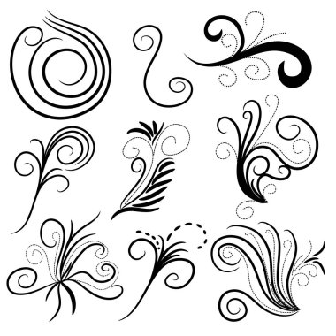 Siyah ve beyaz bukleler ve koleksiyon doodles