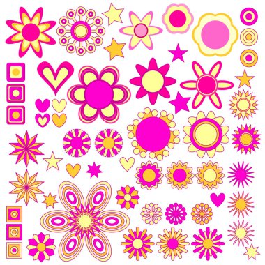 Pembe ve sarı çiçek grafik