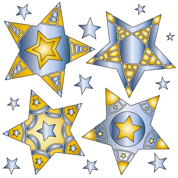 Modern Blue Gold Stars White Background — Stock Vector