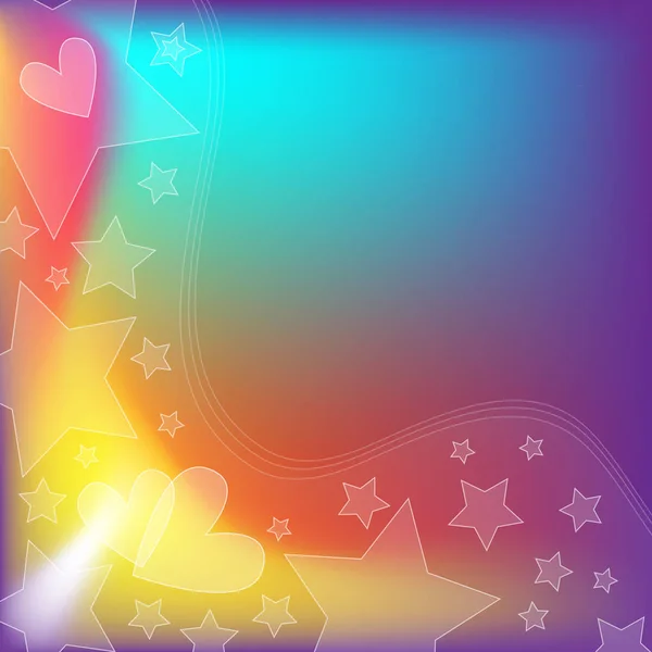 彩虹背景与星星和心 — 图库矢量图片