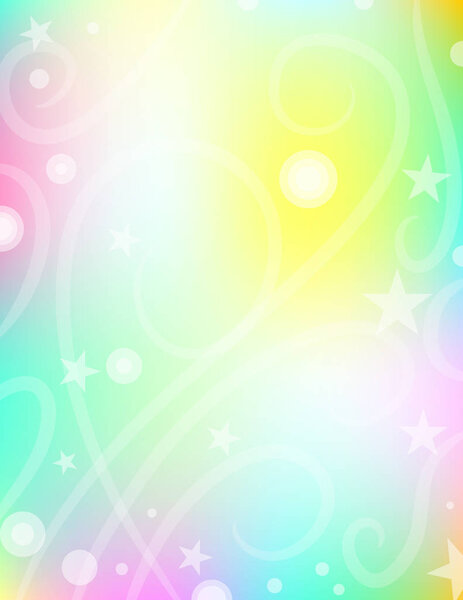 Pastel background with curls, stars and circles