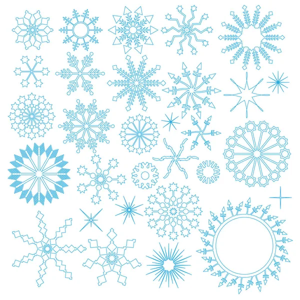 Blue Snowflakes Isolated White Background — Stock Vector