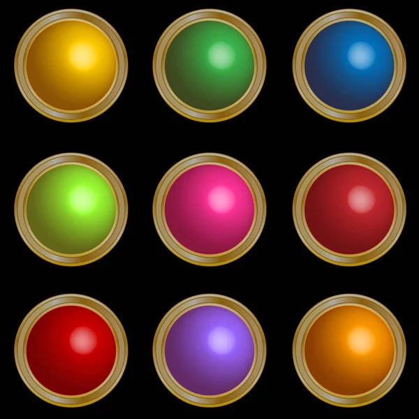 Colección Botón Con Coloridas Esferas Brillantes — Vector de stock
