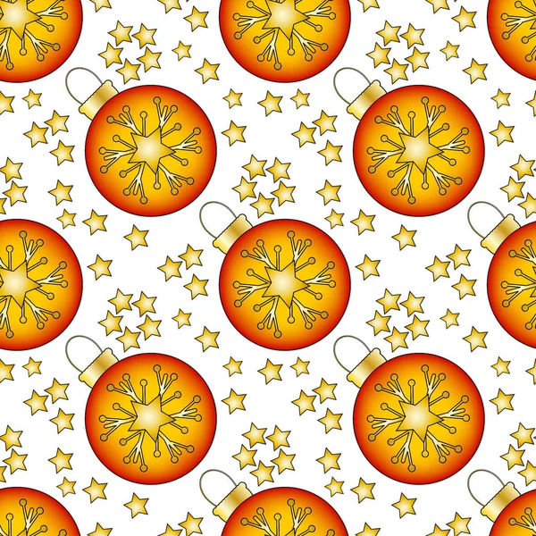 Seamless Tiling Christmas Texture Colorful Balls Stars — Stock Photo, Image