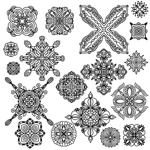 Black White Ornaments Isolated White Background — Stock Photo, Image