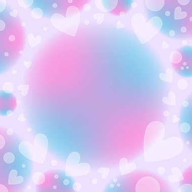 Pembe ve mavi romantik arka plan yürekleri