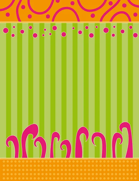 Orange Green Pink Background Stripes Doodles Dots — Stock Vector