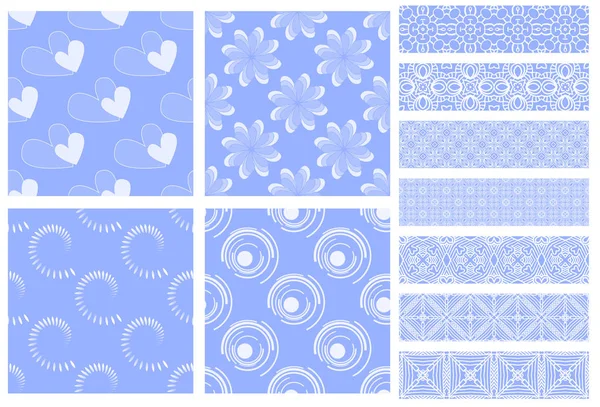 Coleção Texturas Azulejos Azul Branco Isolado Branco — Fotografia de Stock