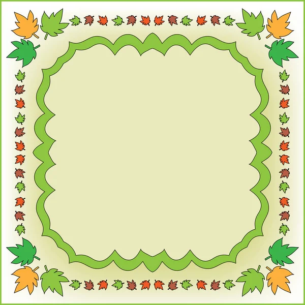 Colorful Autumn Background Frame Leaves — Stock Vector