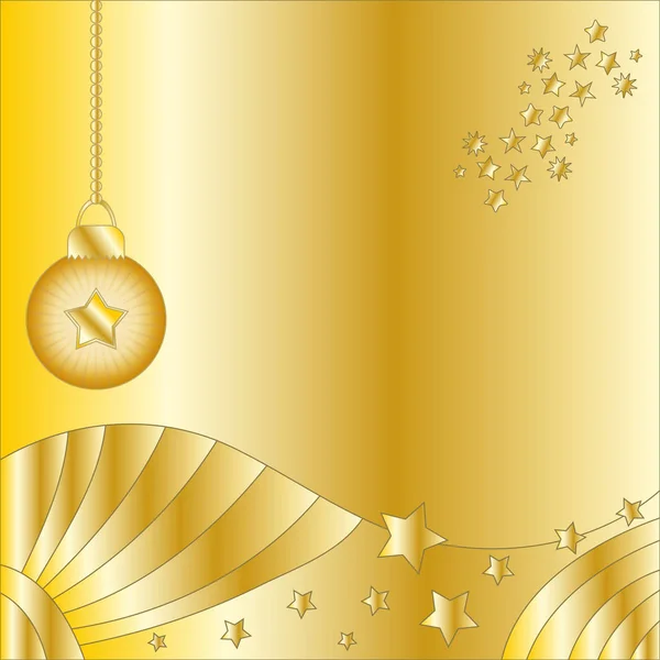 Fundo Natal Dourado Com Bugigangas Estrelas —  Vetores de Stock