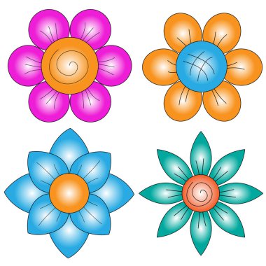 Beyaz arka plan üzerinde izole parlak çocukça çiçek