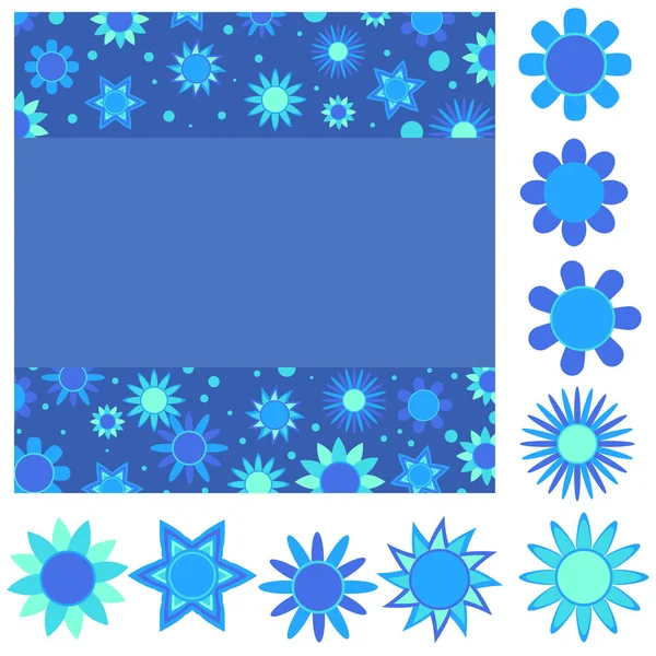 Blue Turquoise Flower Background Flowers — Stock Vector