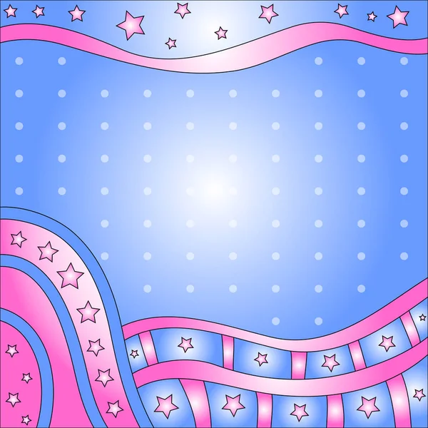 Gradient Blue Pink Background Dots Lines Stars — Stock Vector