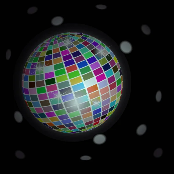 Boule Disco Sur Fond Noir — Image vectorielle