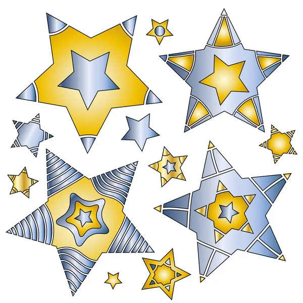 Modern Blue Gold Star Collection White Background — Stock Vector