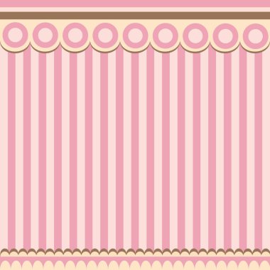 Daireler ile çizgili pembe model
