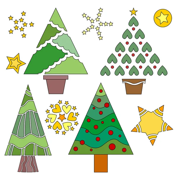 Weihnachtsbaum Und Sternensammlung — Stockvektor