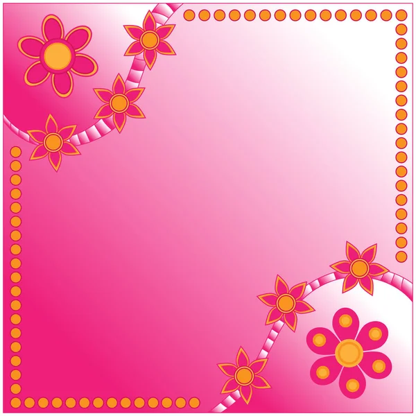 Poster Gradien Merah Muda Terang Dengan Bunga Titik Oranye Dan - Stok Vektor
