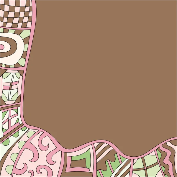 Пастельно Коричневый Фон Розовым Зеленым Бежевым Узором — стоковый вектор