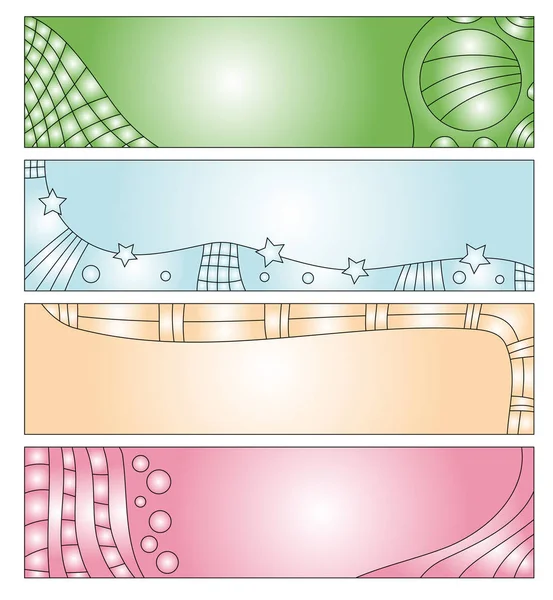 Pastellfarbene Banner Kollektion Mit Linien Sternen Und Punkten — Stockvektor