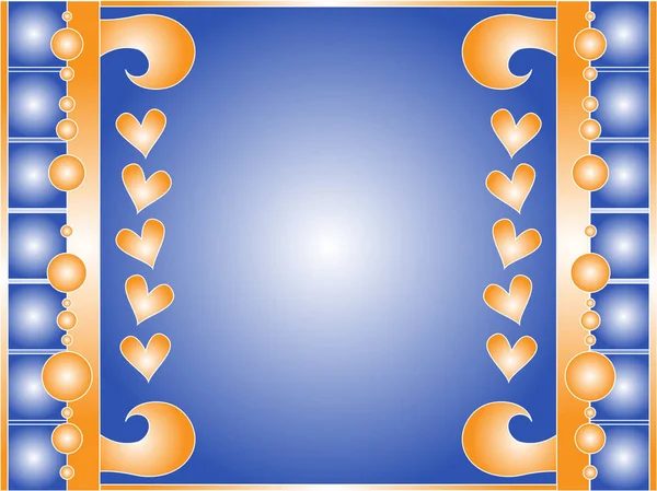 Orange Blue Background Hearts Circles — Stock Vector