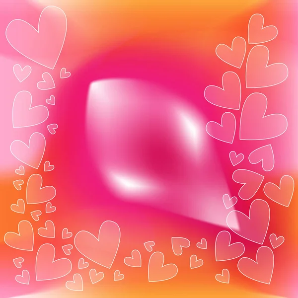 Fondo Corazones Románticos Naranja Rosa — Vector de stock