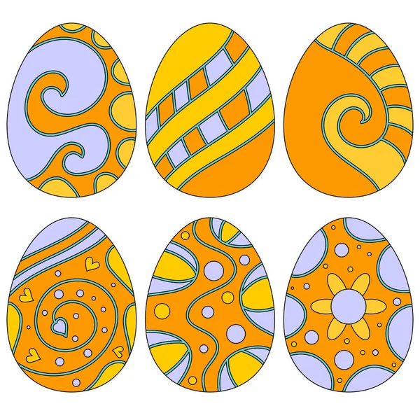 五颜六色的复活节彩蛋汇集在白色背景 — 图库矢量图片