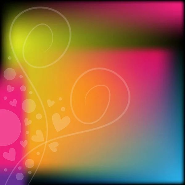 Fondo Degradado Colorido Con Rizos Corazones Puntos — Vector de stock