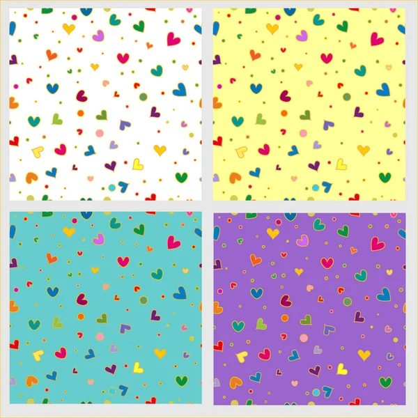 Colorful Tiling Hearts Textures Collection — Stock Vector
