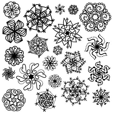 Siyah beyaz arka plan üzerinde toplama süsler