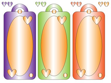 Yürekleri beyaz arka plan üzerinde renkli yer imleri