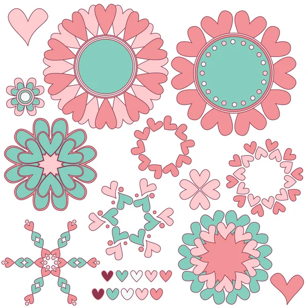 Romantic Hearts Ornament Collection — Stock Vector