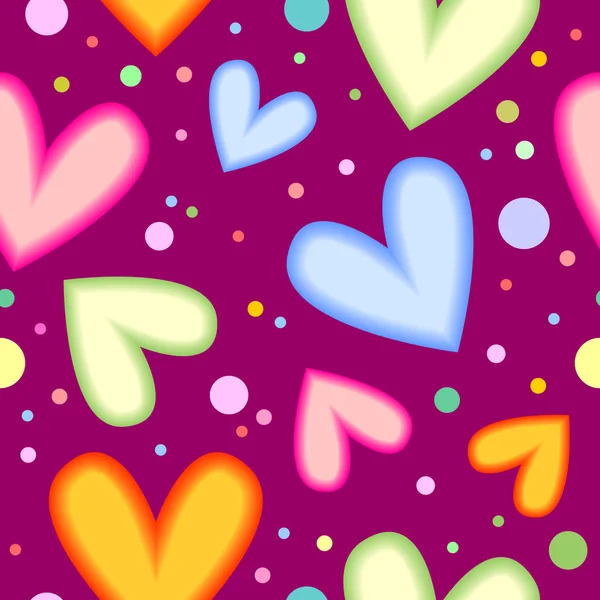 Azulejos Sin Costura Corazones Coloridos Patrón Puntos — Vector de stock